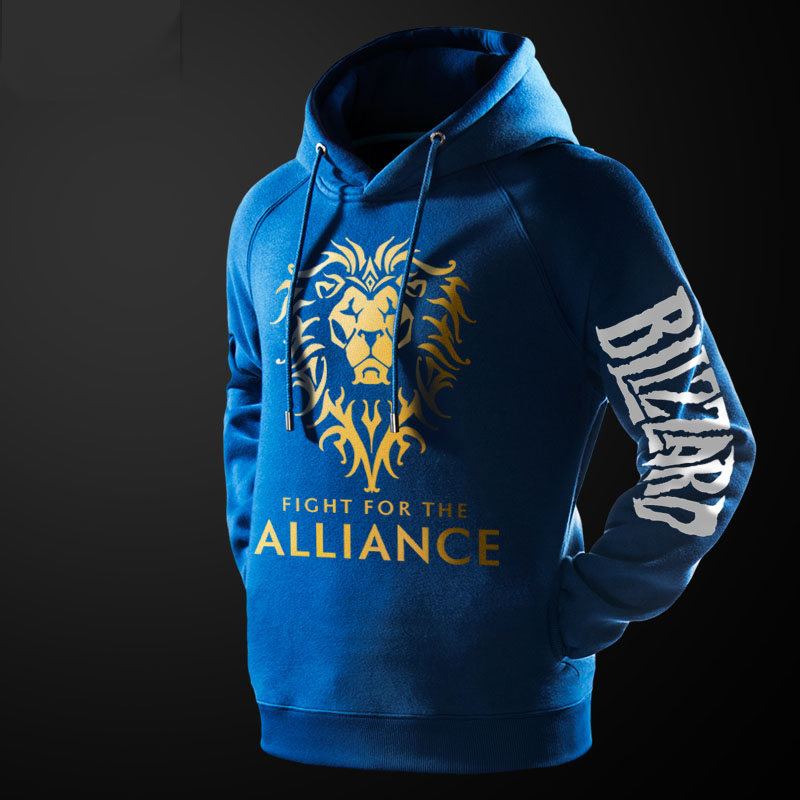 WOW World Of Warcraft Alliance Hoodie Black Hooded Pullover Sweatshirt ...