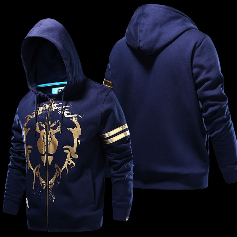 World of Warcraft Alliance Logo Sweatshirts Boys Blue Zipper Hoodie ...
