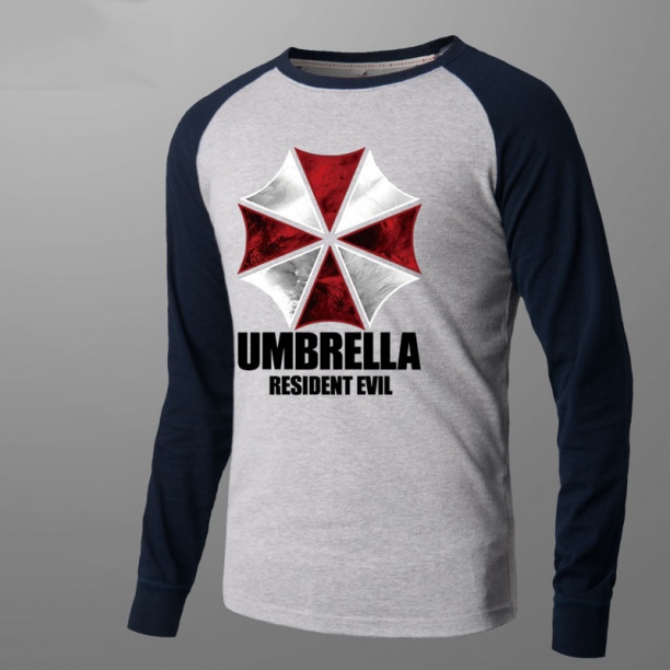 Resident Evil Umbrella Tee Men Gray Long Sleeve Tshirts