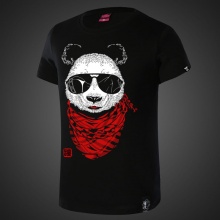 Lovely Panda Tees Mens Black T-shirt