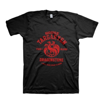 House Targaryen sigil three headed red dragon T-shirt For mens
