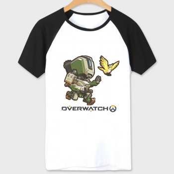 Overwatch Bastion Character Tshirts white Tee For Couple