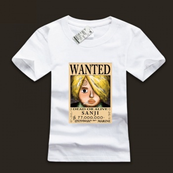 White One Piece Sanji T-shirts For Boys